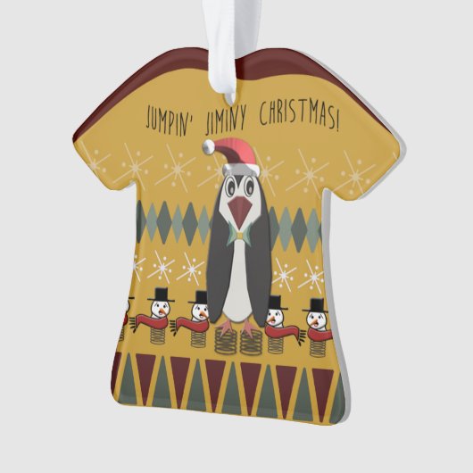Ugly KerstSweater Penguin Gold - Gepersonaliseerd Ornament (voorkant)