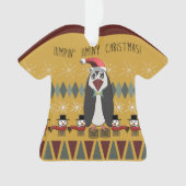 Ugly KerstSweater Penguin Gold - Gepersonaliseerd Ornament (voorkant)