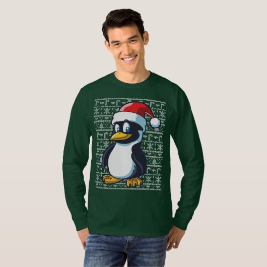 Ugly KerstSweater Penguin T-shirt (Voorkant volledig)
