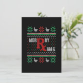 Ugly kerstSweater Pharmacy Tech Merry Xmas Ph Kaart (Staand voorkant)