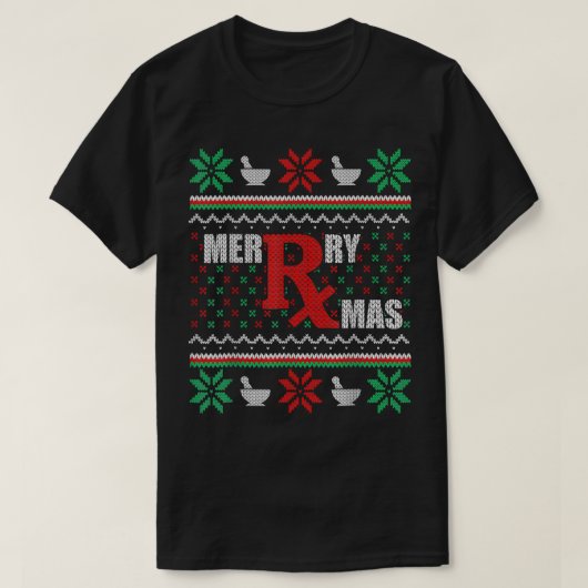 Ugly kerstSweater Pharmacy Tech Merry Xmas Ph T-shirt (Design voorkant)