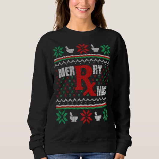 Ugly kerstSweater Pharmacy Tech Merry Xmas Ph Trui (Voorkant)