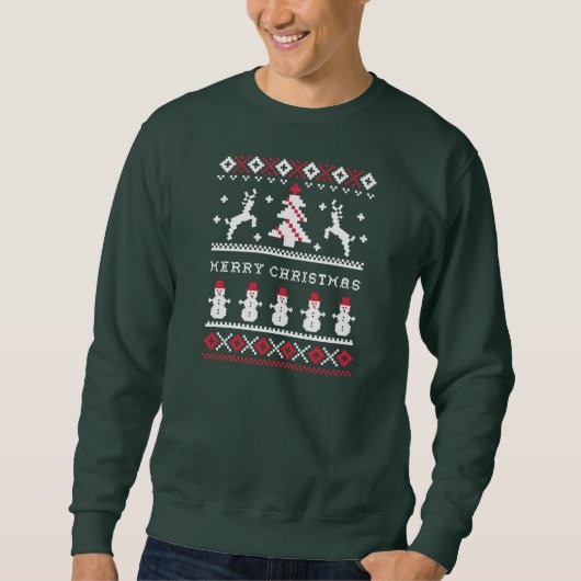 Ugly KerstSweater Reindeer/Snowman Trui (Voorkant)