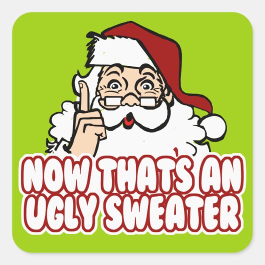 Ugly KerstSweater Santa Vierkante Sticker (Voorkant)