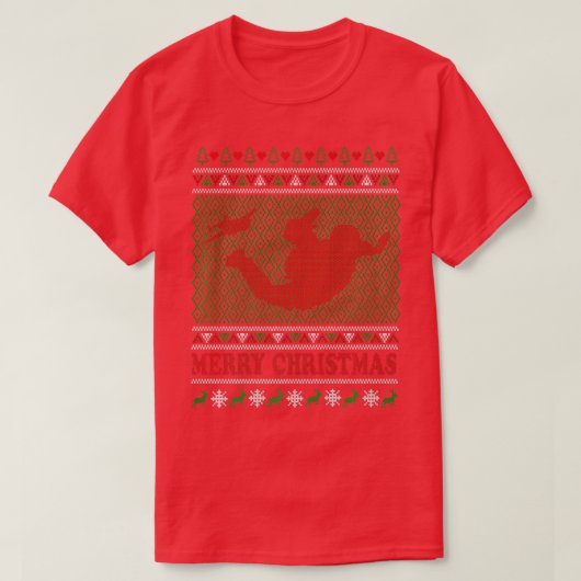 Ugly KerstSweater Skydiving Parachuting T-shirt (Design voorkant)