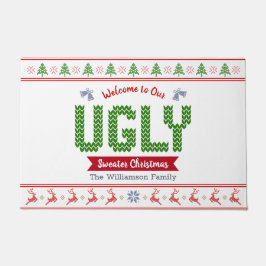 Ugly KerstSweater Tacky Nordic Red Green Knit Deurmat