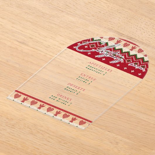 Ugly Knitted Hygge Angel Hart Kerstmenu Acryl Uitnodigingen (Laagn)