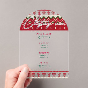 Ugly Knitted Hygge Angel Hart Kerstmenu Acryl Uitnodigingen