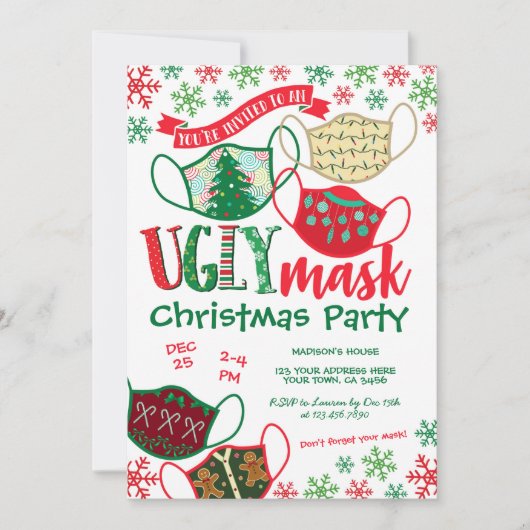 Ugly Mask Christmas Party Kaart (Voorkant)