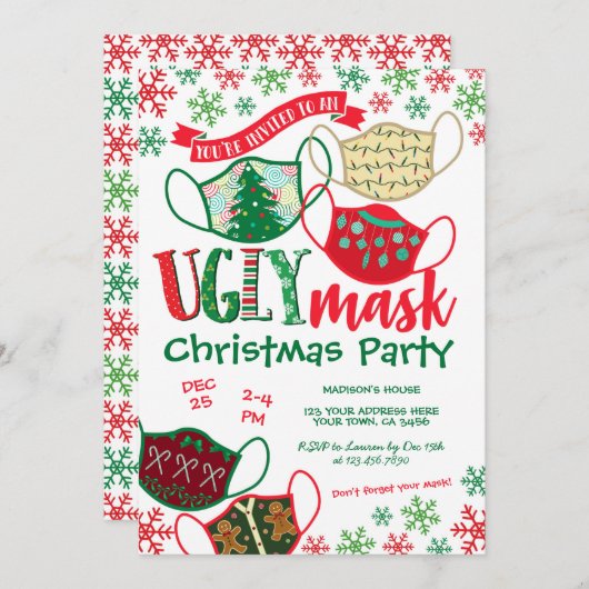 Ugly Mask Christmas Party Kaart (Voorkant / Achterkant)