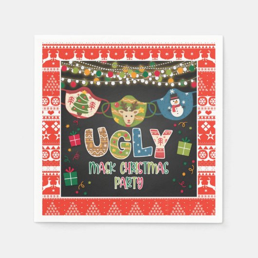 Ugly Mask Kerstparty Napkin Servet (Voorkant)