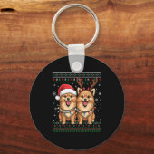 Ugly Meranian Dog Xmas Santa Matching Christmas Sw Sleutelhanger (Voorkant)