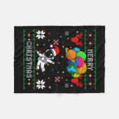 Ugly Merry Christmas Santa Hat Tree Astronaut Hold Fleece Deken (Voorkant (Horizontaal))