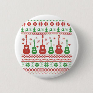 Ugly Merry Christmas sweater akoestische gitaar Ronde Button 5,7 Cm
