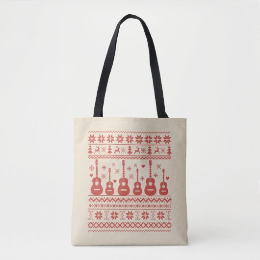 Ugly Merry Christmas sweater akoestische gitaar Tote Bag (Voorkant)