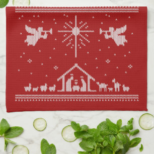 Ugly Merry Christmas Sweater Geboorte Christelijk Theedoek