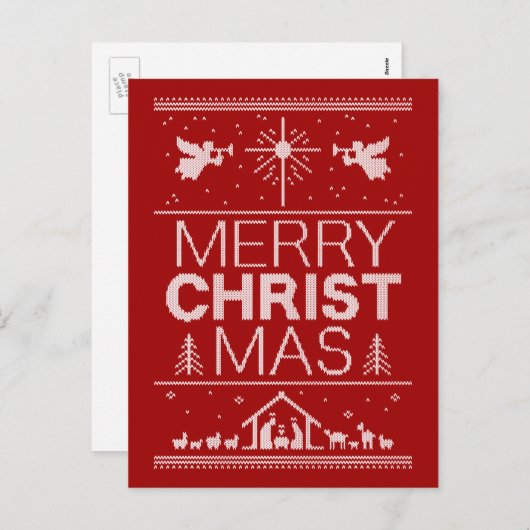 Ugly Merry Christmas Trui Christelijk Rood Wit Feestdagenkaart (Voorkant / Achterkant)