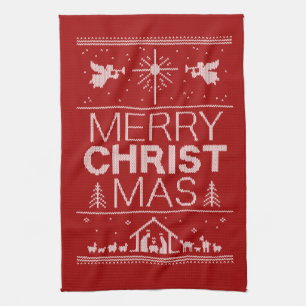 Ugly Merry Christmas Trui Christelijk Rood Wit Theedoek