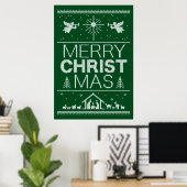 Ugly Merry Green Sweater Religieus Fun Poster (Thuiskantoor)
