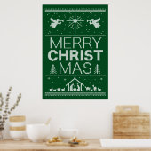 Ugly Merry Green Sweater Religieus Fun Poster (Keuken)