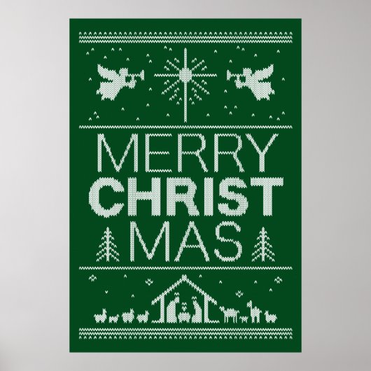 Ugly Merry Green Sweater Religieus Fun Poster (Voorkant)