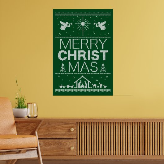Ugly Merry Green Sweater Religieus Fun Poster (Woonkamer 2)
