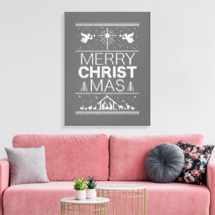 Ugly Merry KerstSweater Religieus Christelijk Canvas Afdruk