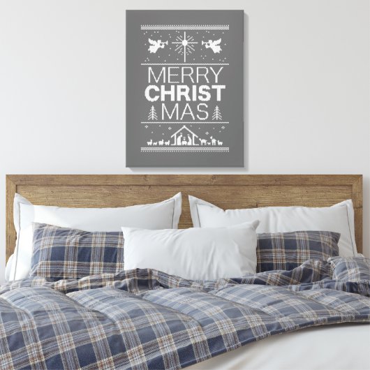 Ugly Merry KerstSweater Religieus Christelijk Canvas Afdruk (Insitu (Slaapkamer))