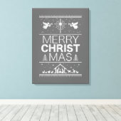 Ugly Merry KerstSweater Religieus Christelijk Canvas Afdruk (Insitu (Houten vloer))