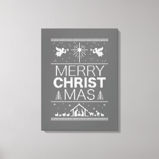 Ugly Merry KerstSweater Religieus Christelijk Canvas Afdruk (Voorkant)