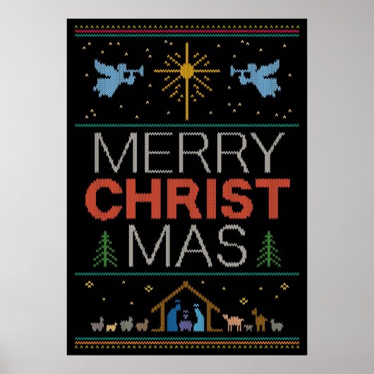 Ugly Merry KerstSweater Religieus Christelijk Poster (Voorkant)