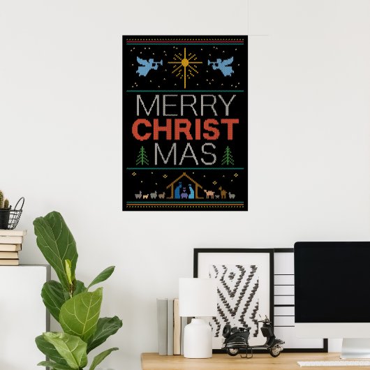 Ugly Merry KerstSweater Religieus Christelijk Poster (Thuiskantoor)