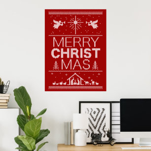 Ugly Merry KerstSweater Religieus Christelijk Poster