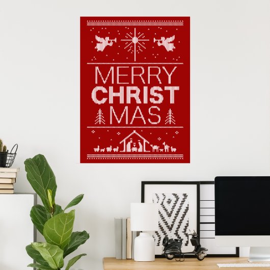 Ugly Merry KerstSweater Religieus Christelijk Poster (Thuiskantoor)