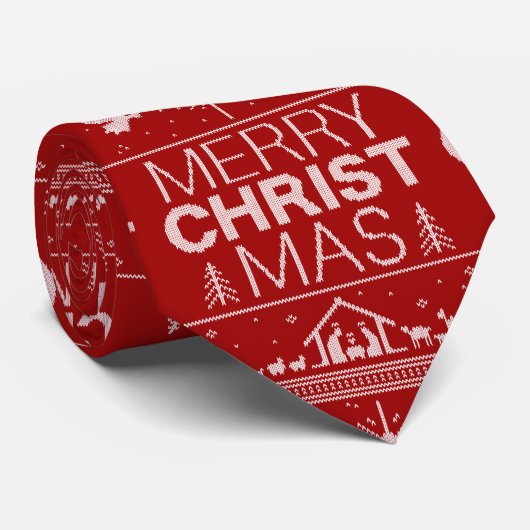 Ugly Merry KerstSweater Religieus Christelijk Stropdas (Opgerold)