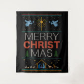 Ugly Merry KerstSweater Religieuze Colorful Wandkleed (Voorkant)
