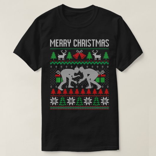 Ugly Merry kerstwarling Wrestler Santa Xmas T-shirt (Design voorkant)