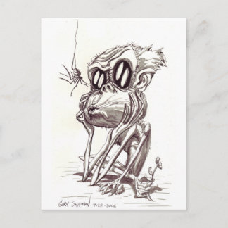 Ugly Monkey with Flower and Bug (Postcard) Briefkaart
