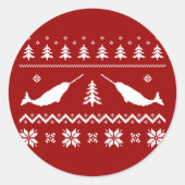 Ugly Narwhal-kerstSweater Ronde Sticker (Voorkant)