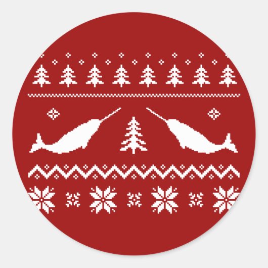 Ugly Narwhal-kerstSweater Ronde Sticker (Voorkant)