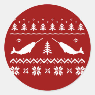 Ugly Narwhal-kerstSweater Ronde Sticker