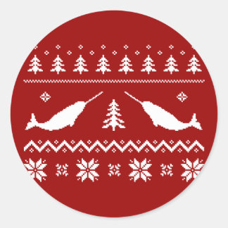 Ugly Narwhal-kerstSweater Ronde Sticker