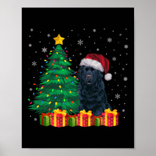 Ugly Newfoundland Santa Hat Christmas Lights Dog L Poster