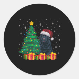 Ugly Newfoundland Santa Hat Christmas Lights Dog L Ronde Sticker