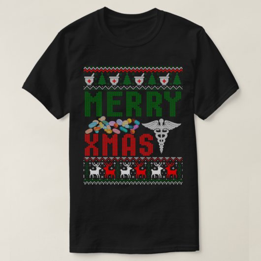 Ugly Pharmacist Kerstapotheek Tech Funny Xmas T-shirt (Design voorkant)