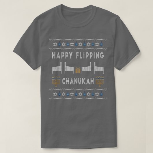 Ugly Pinball Happy Flipping Chanukah Hanukkah Pinb T-shirt (Design voorkant)