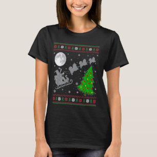 Ugly Pomeranian Dog Xmas Tree Santa Riding Pomeran T-shirt