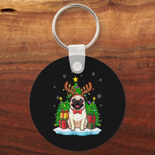 Ugly Pug Christmas Sweater Pajama For Women Men Fa Sleutelhanger (Voorkant)