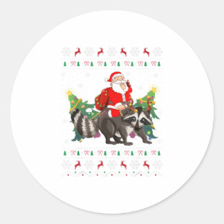 Ugly Raccoon Xmas Gift Funny Santa Ridi Ronde Sticker
