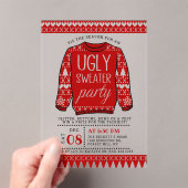 Ugly Red KerstSweater Holiday Party Acryl Uitnodigingen (Insitu (Draagbaar))